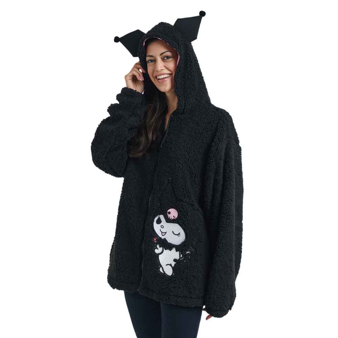 Kuromi Cozy Sherpa Zip Lounge Hoodie - 图片 2