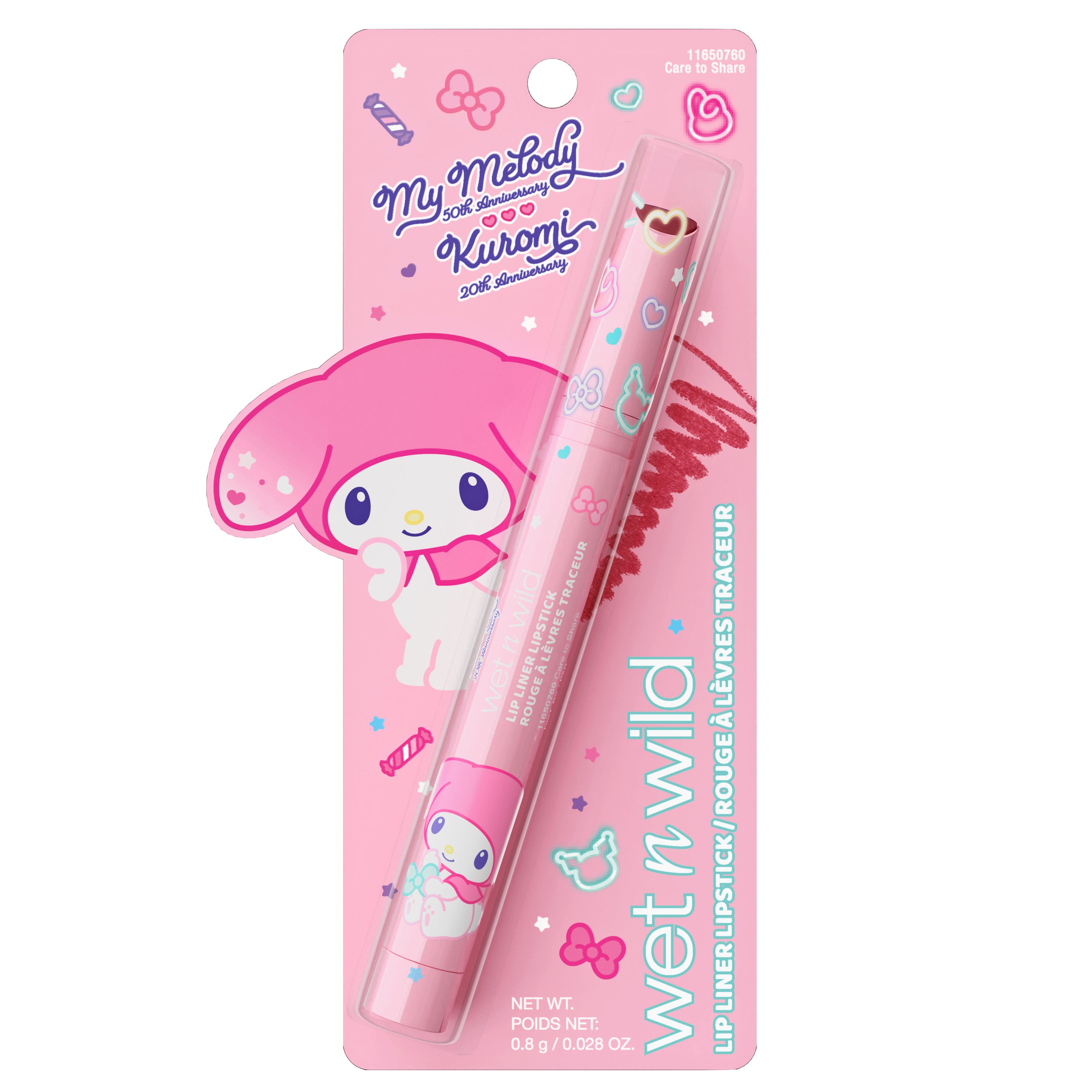 My Melody & Kuromi x Wet n Wild Glossy Lip Liner Lipstick (My Melody)