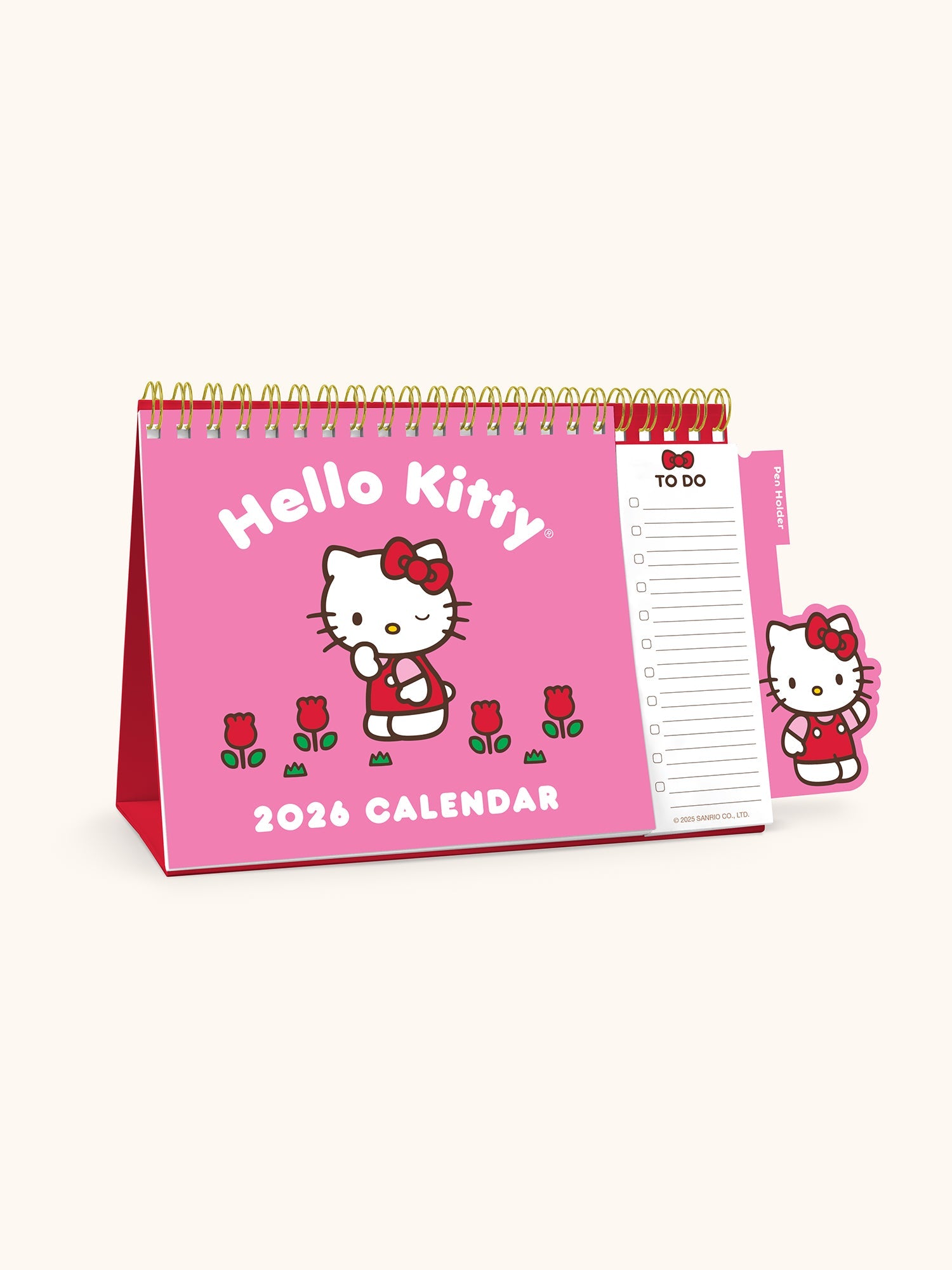 Hello Kitty x Studio Oh! 2026 Standing Desk Easel Calendar with Pen Holder - 图片 3