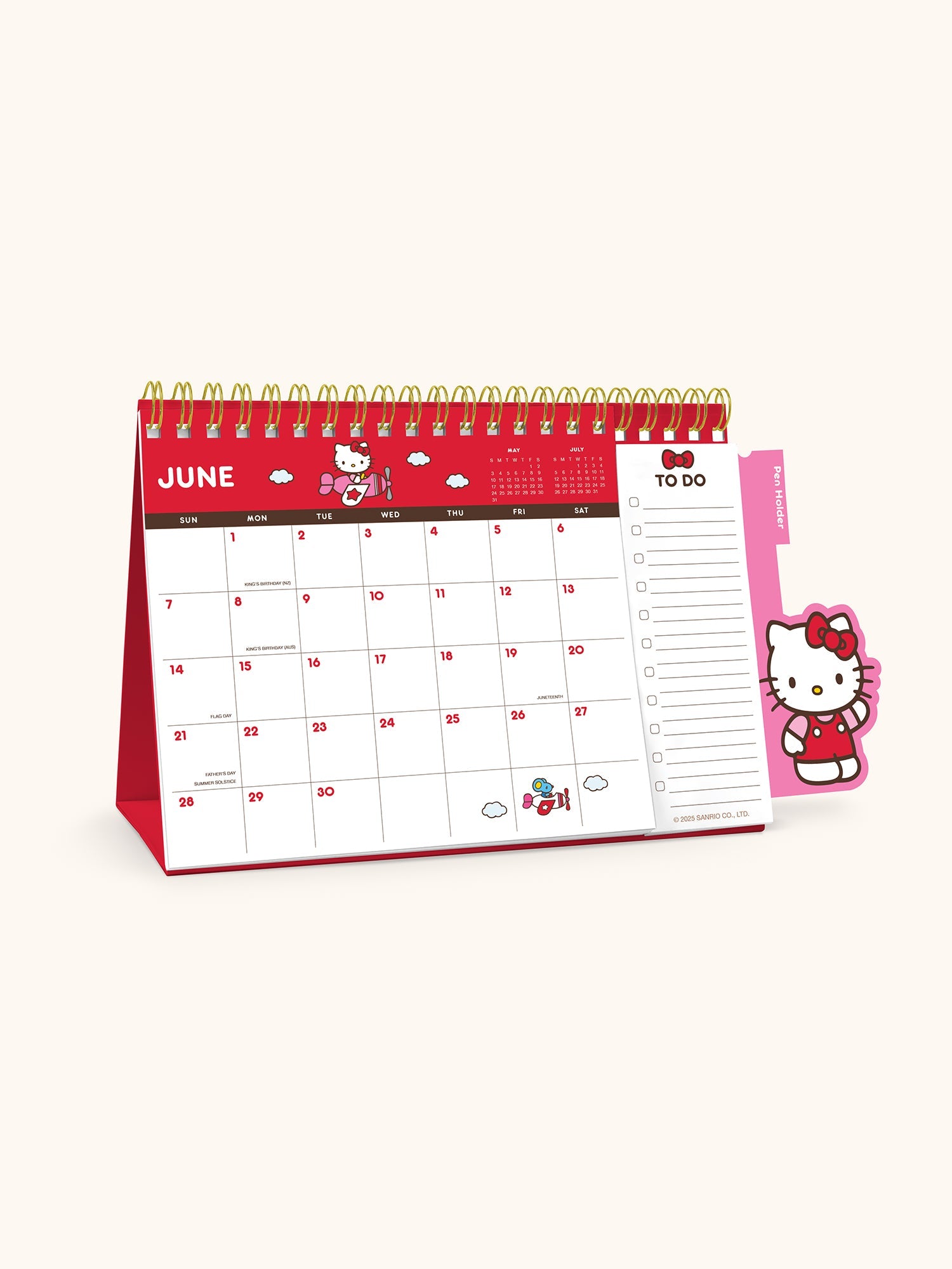 Hello Kitty x Studio Oh! 2026 Standing Desk Easel Calendar with Pen Holder - 图片 6
