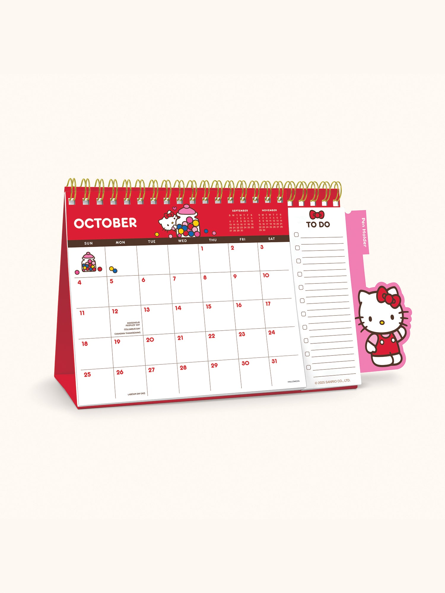 Hello Kitty x Studio Oh! 2026 Standing Desk Easel Calendar with Pen Holder - 图片 9