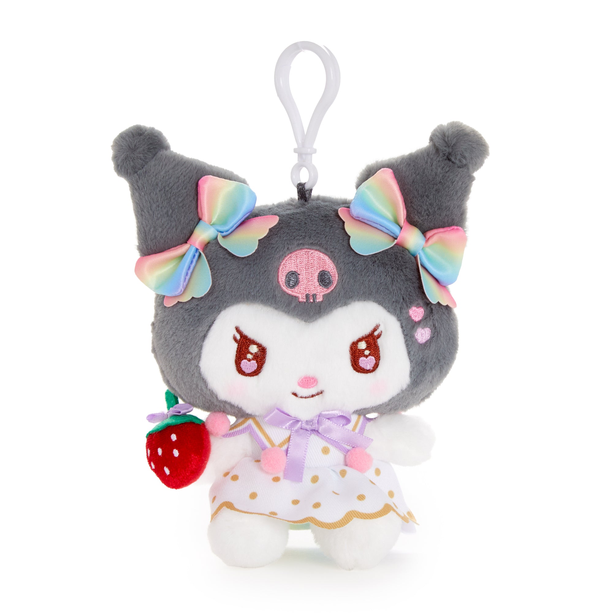 Kuromi Plush Mascot Clip (Strawberry Rainbow Series)