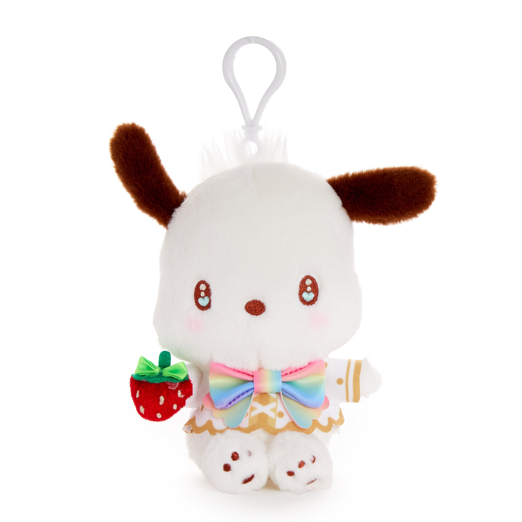 Pochacco Plush Mascot Clip (Strawberry Rainbow Series)