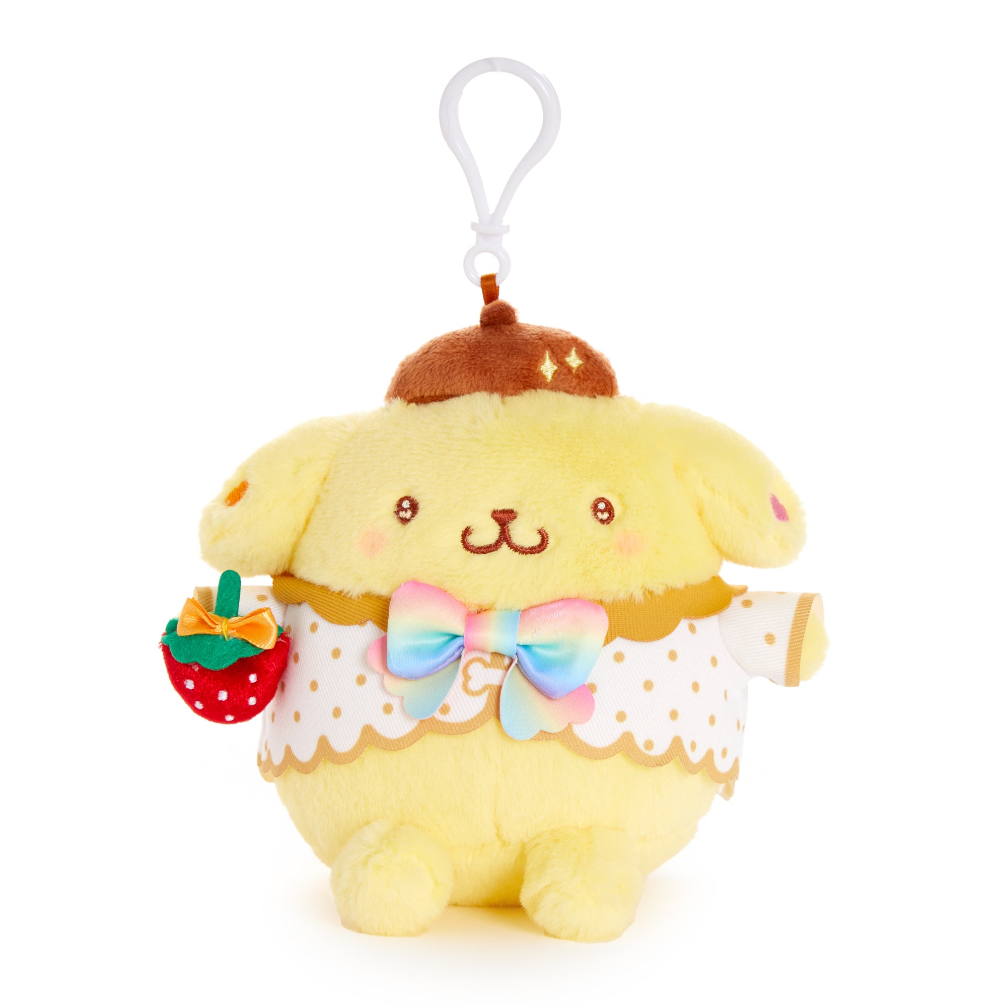 Pompompurin Plush Mascot Clip (Strawberry Rainbow Series)