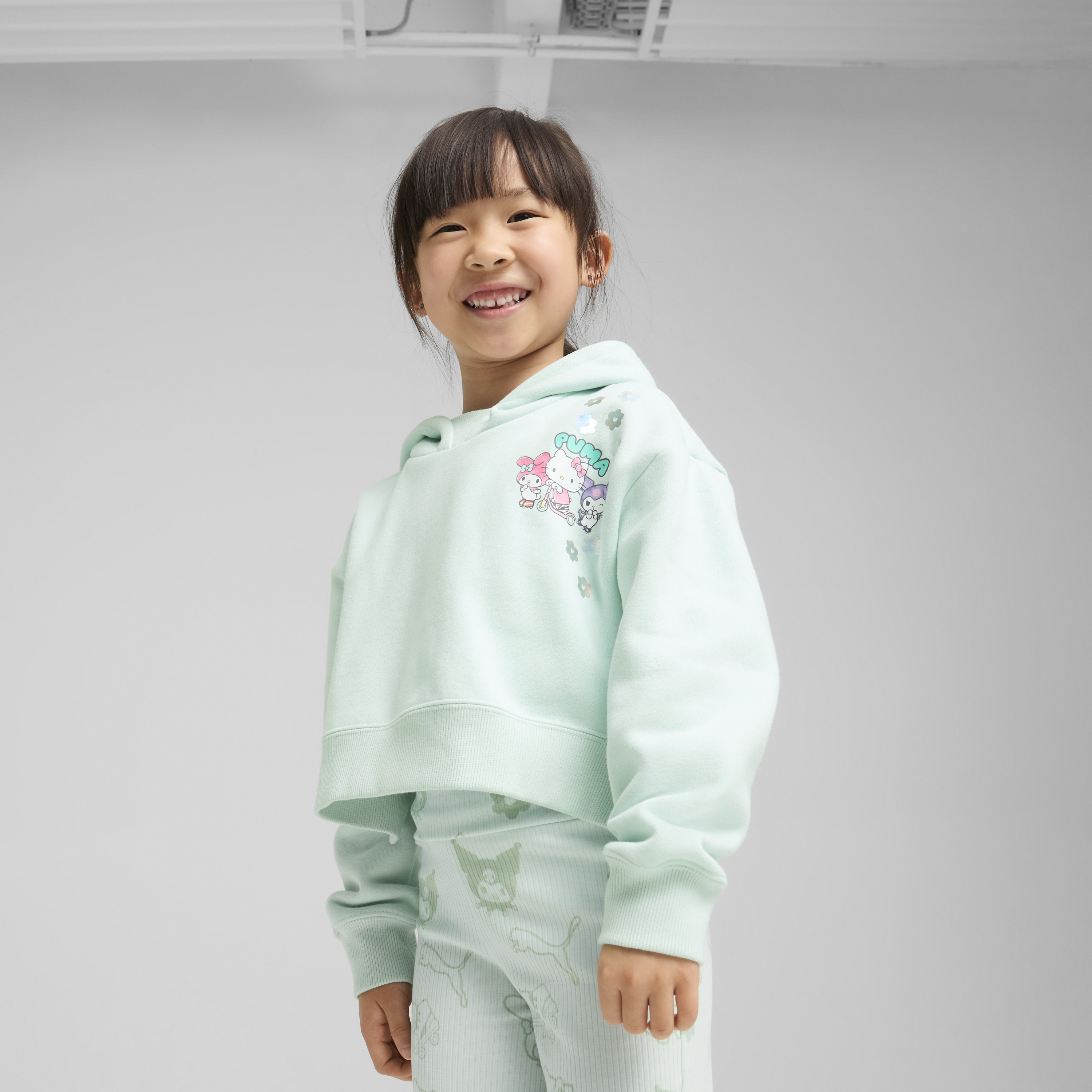 Hello Kitty and Friends x PUMA Kids Relaxed Cropped Graphic Hoodie (Peaceful Blue)