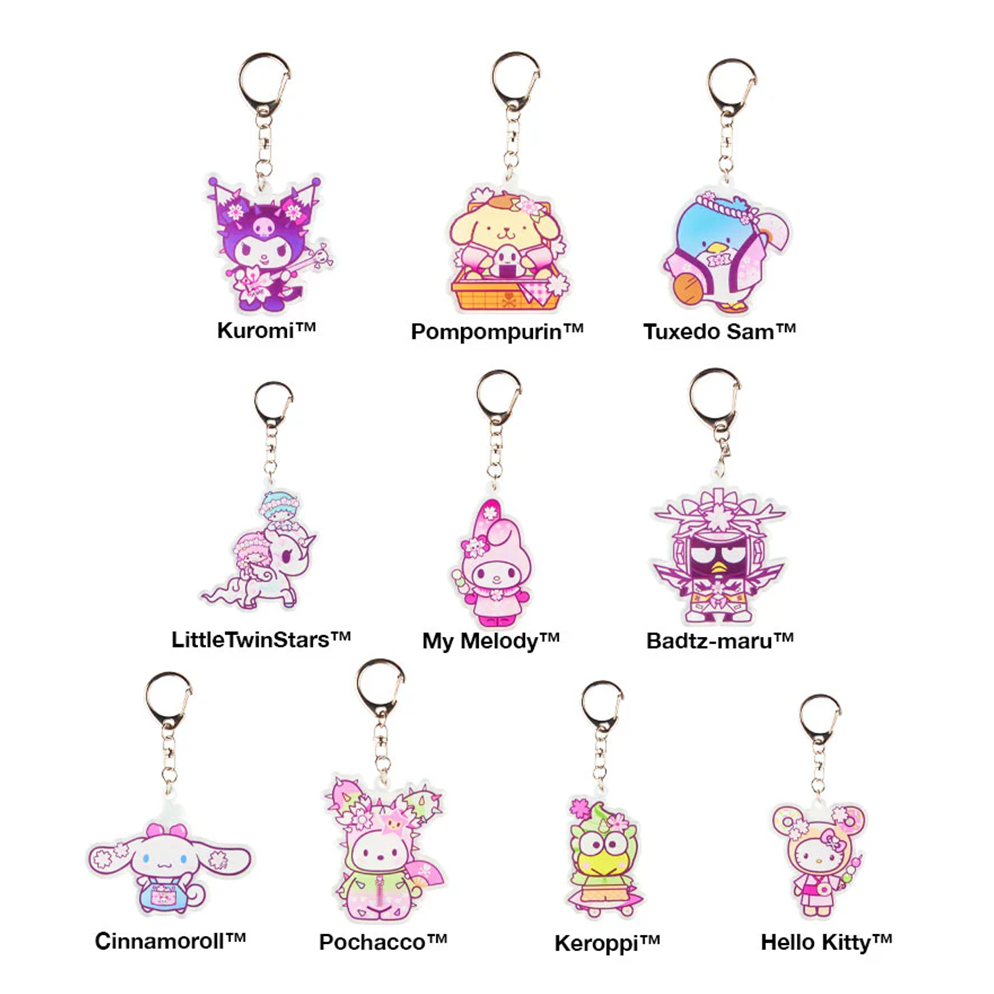 Hello Kitty and Friends x Tokidoki Cherry Blossom Acrylic Keychain Blind Box