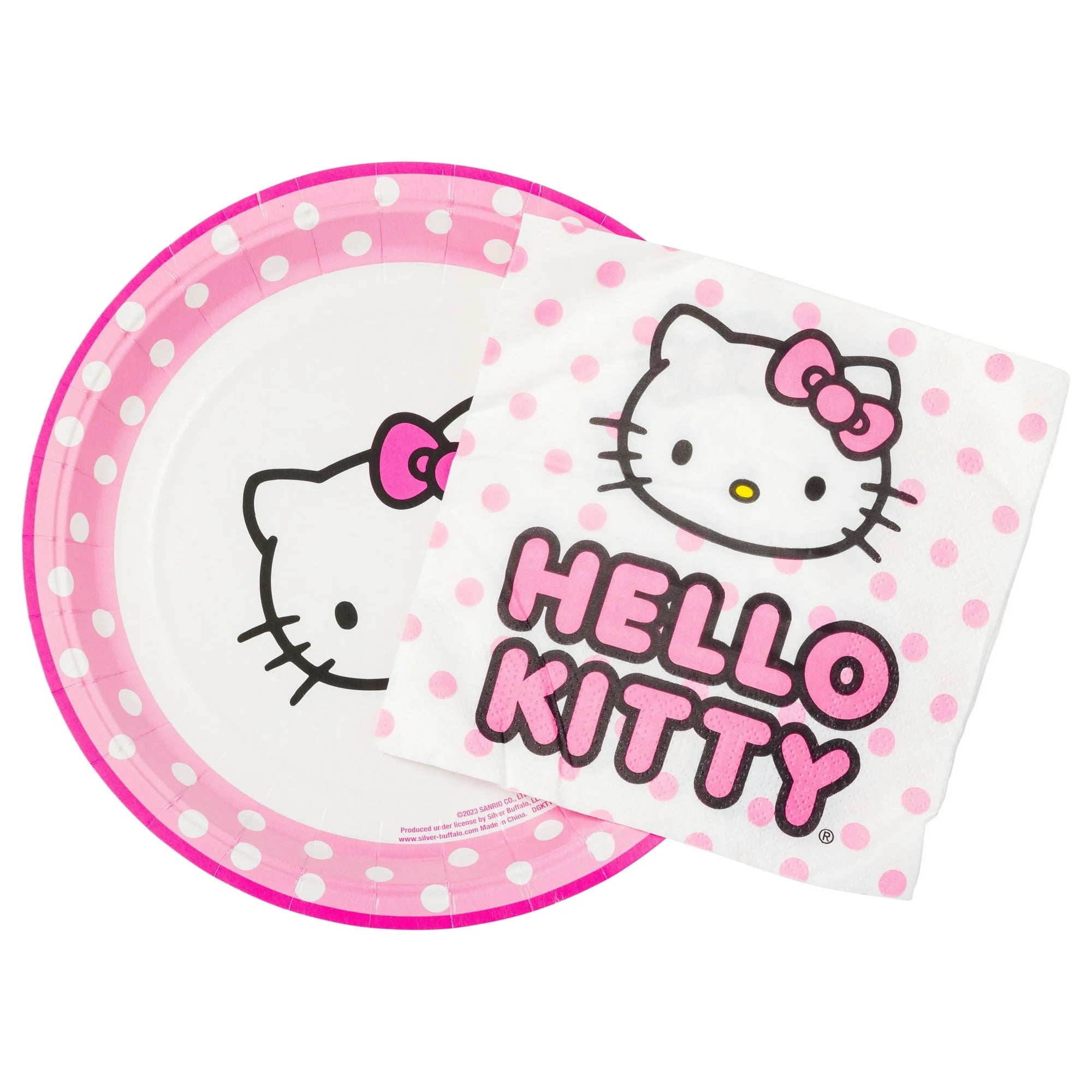 Hello Kitty Paper Napkin & Plate 32-pc Party Pack (Pink Dots)
