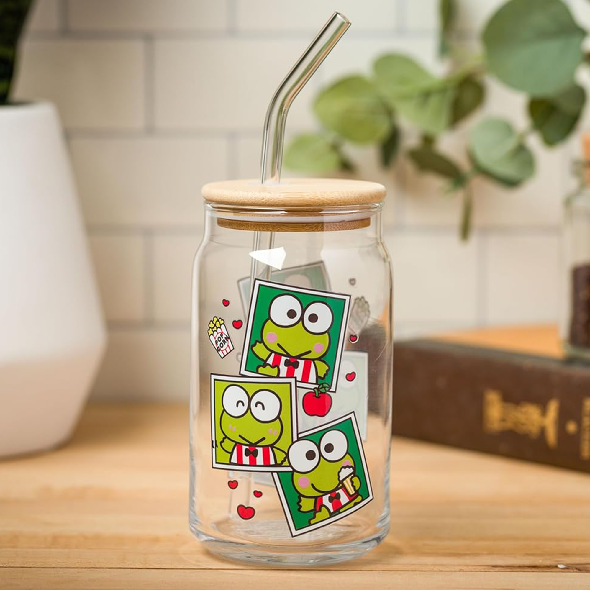 Keroppi Snacks Bamboo Lidded Glass Tumbler - 图片 2