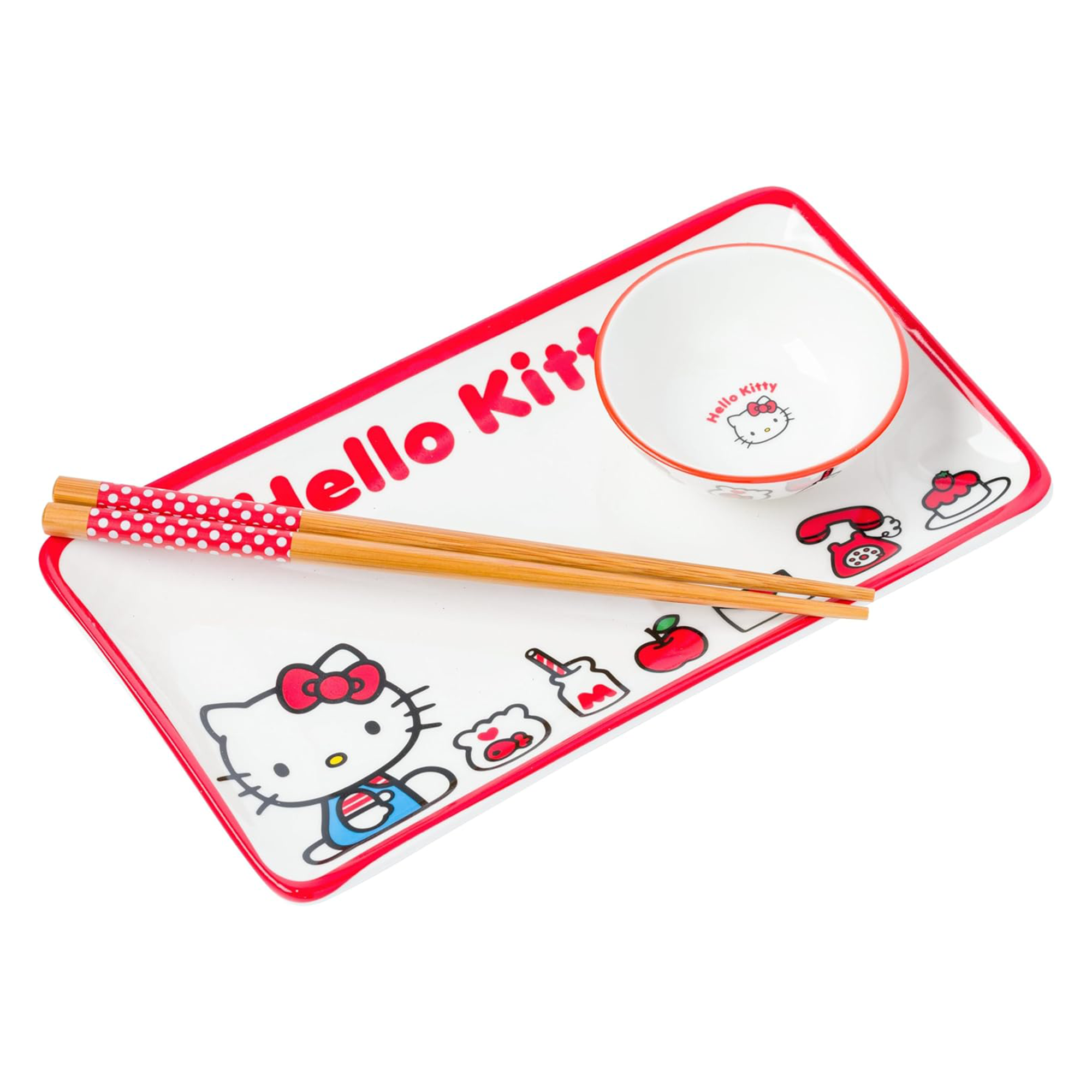 Hello Kitty Ceramic 3-pc Sushi Set (Classic Milk Bottle)