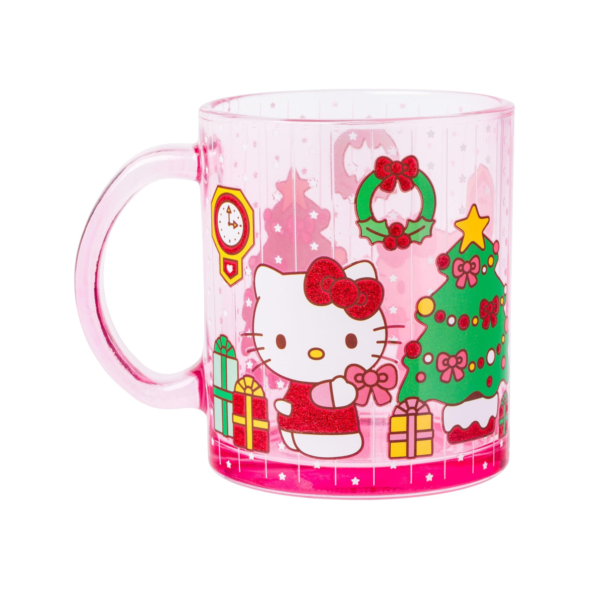 Hello Kitty Pink Glass Mug (Holiday Glitter)