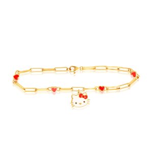 Hello Kitty Yellow Gold Paperclip Bracelet