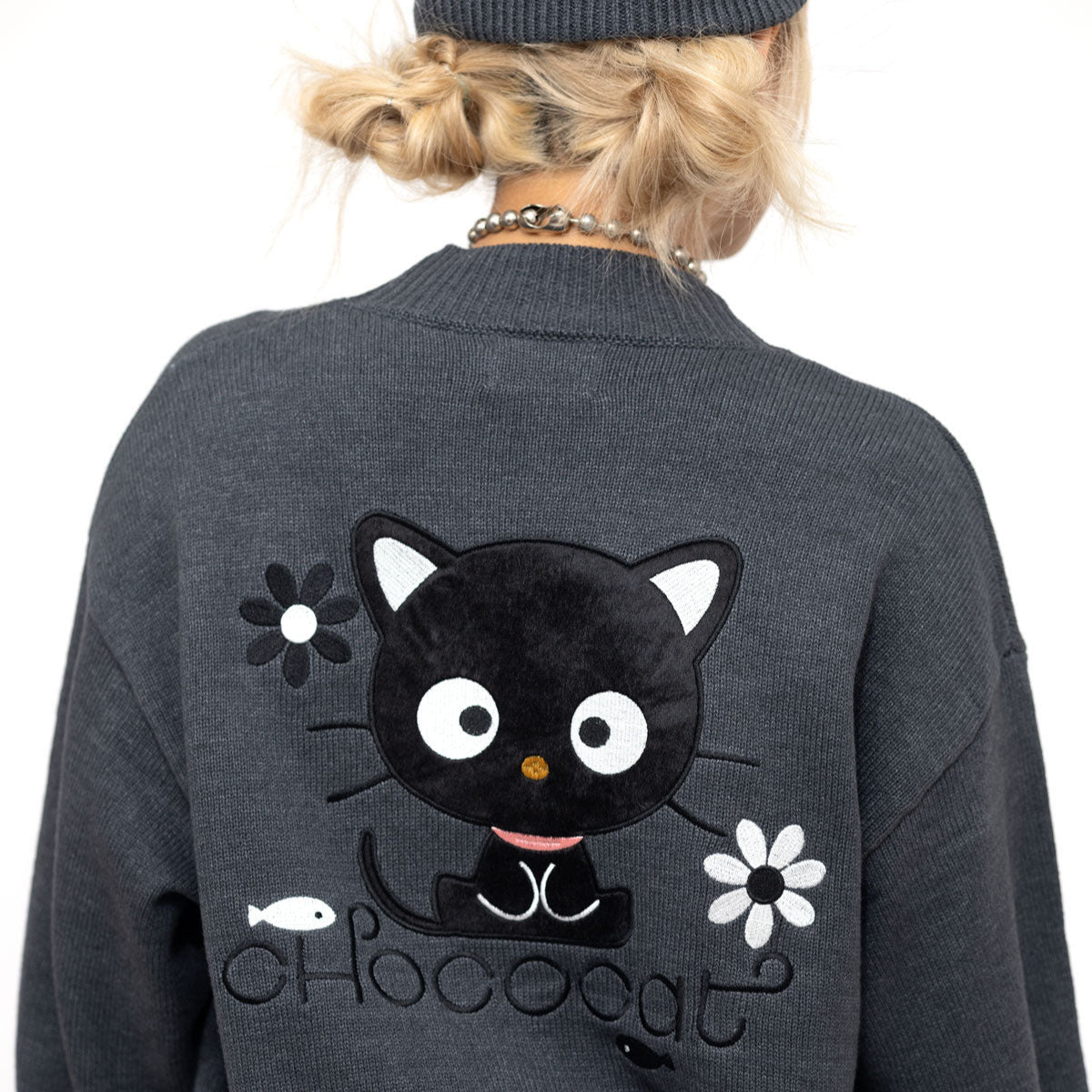 Chococat x JapanLA Flowers Embroidered Knit Cardigan