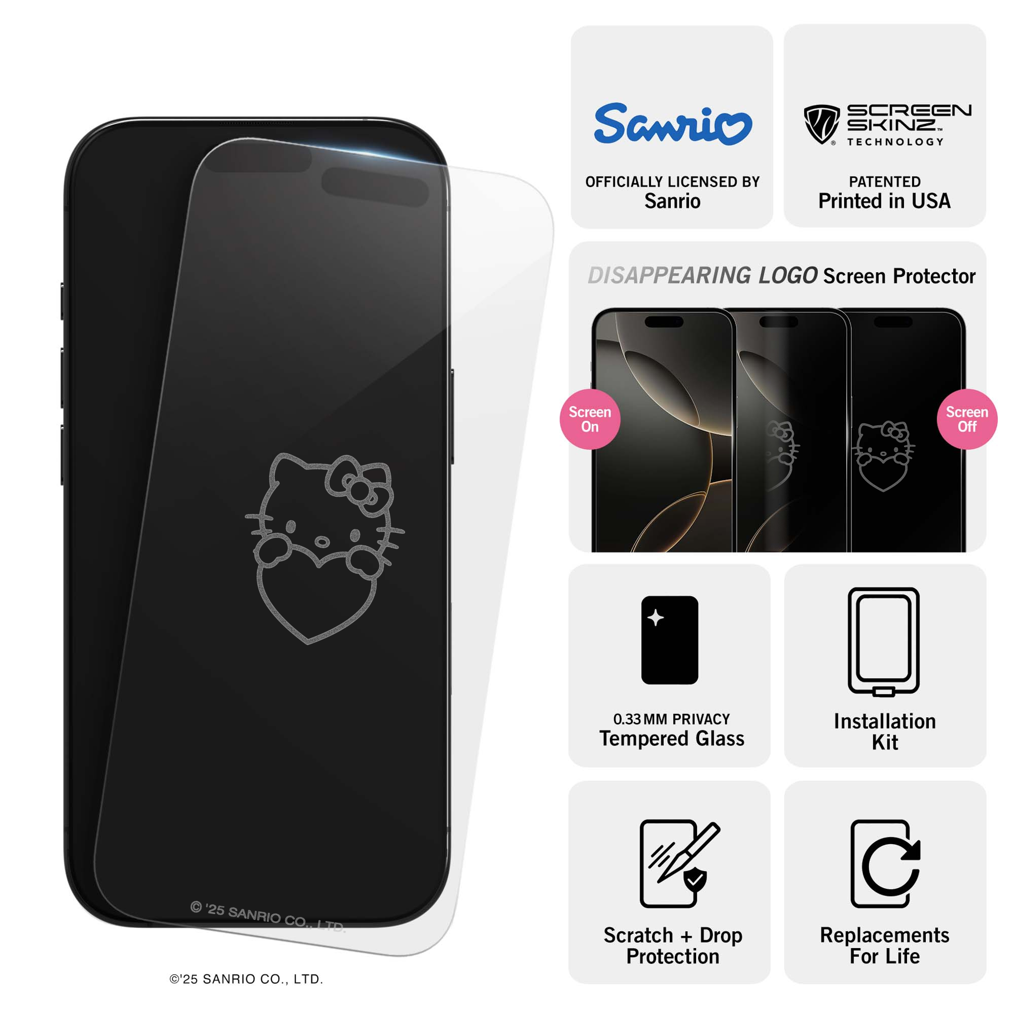 Hello Kitty x Screen Skinz Hands Heart Clear Screen Protector - 图片 3