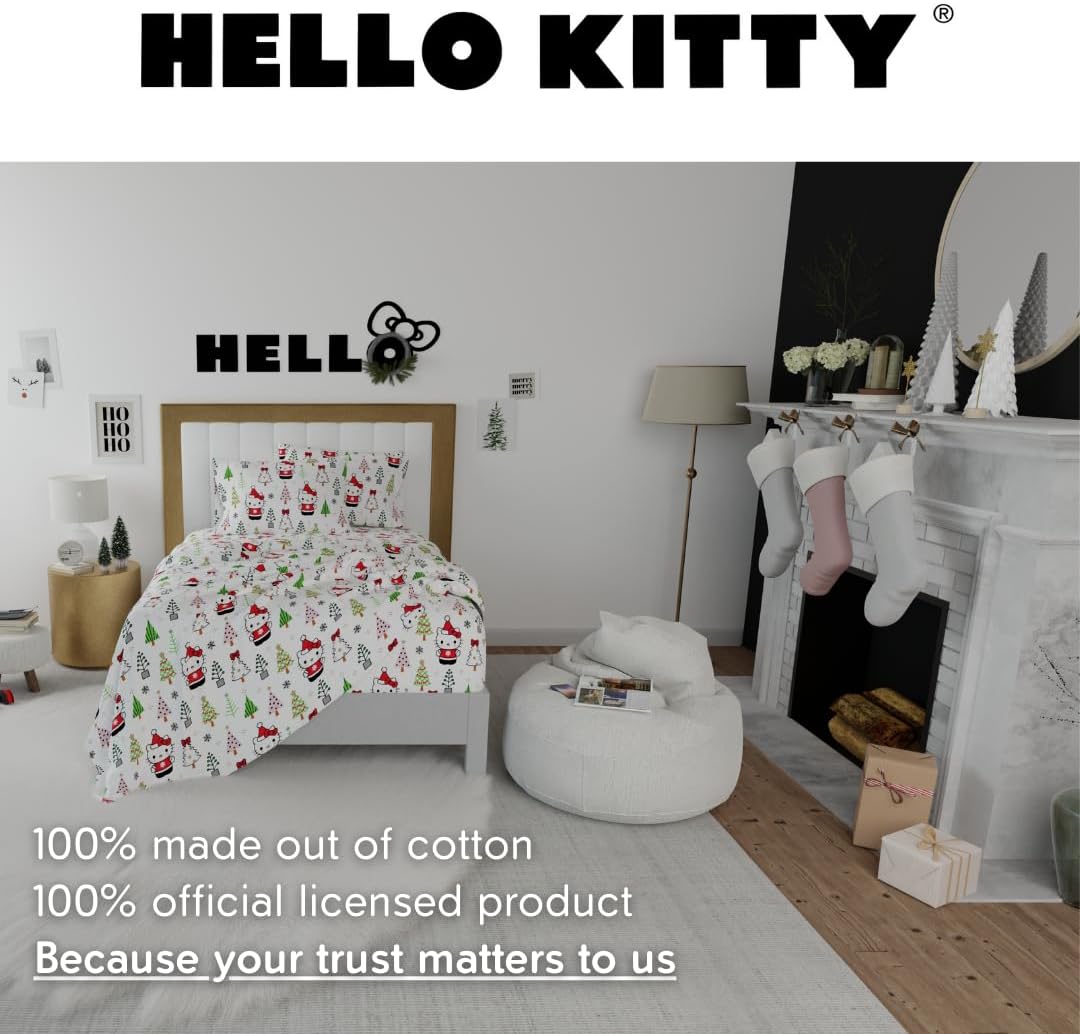 Hello Kitty Holiday Cotton Flannel Sheet Set - 图片 6