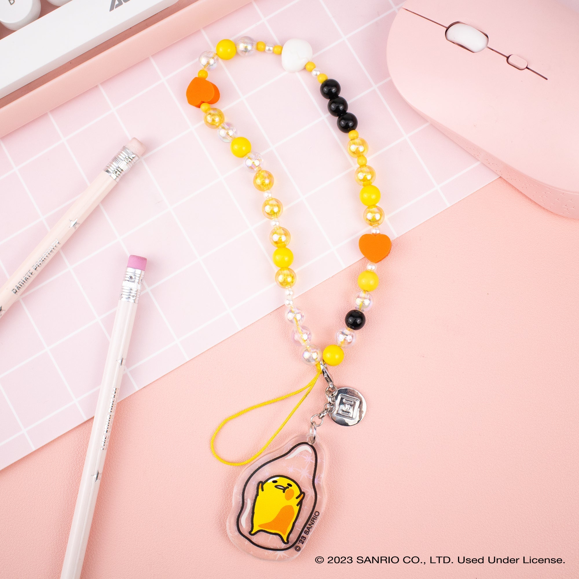 Gudetama Beaded Charm Mobile Phone Wrist Strap - 图片 3