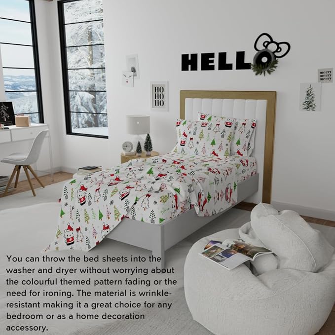 Hello Kitty Holiday Cotton Flannel Sheet Set - 图片 3