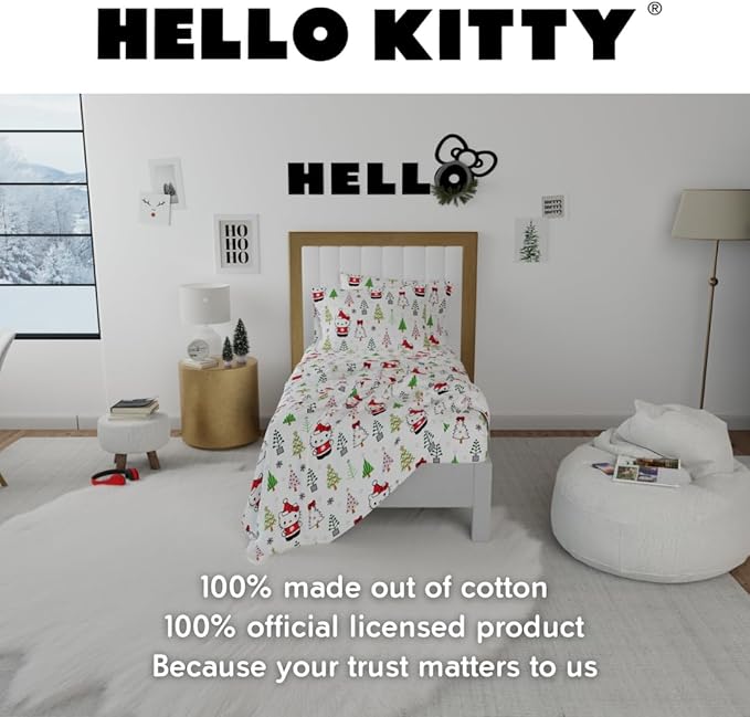 Hello Kitty Holiday Cotton Flannel Sheet Set - 图片 2