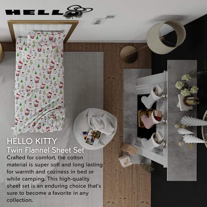Hello Kitty Holiday Cotton Flannel Sheet Set - 图片 4