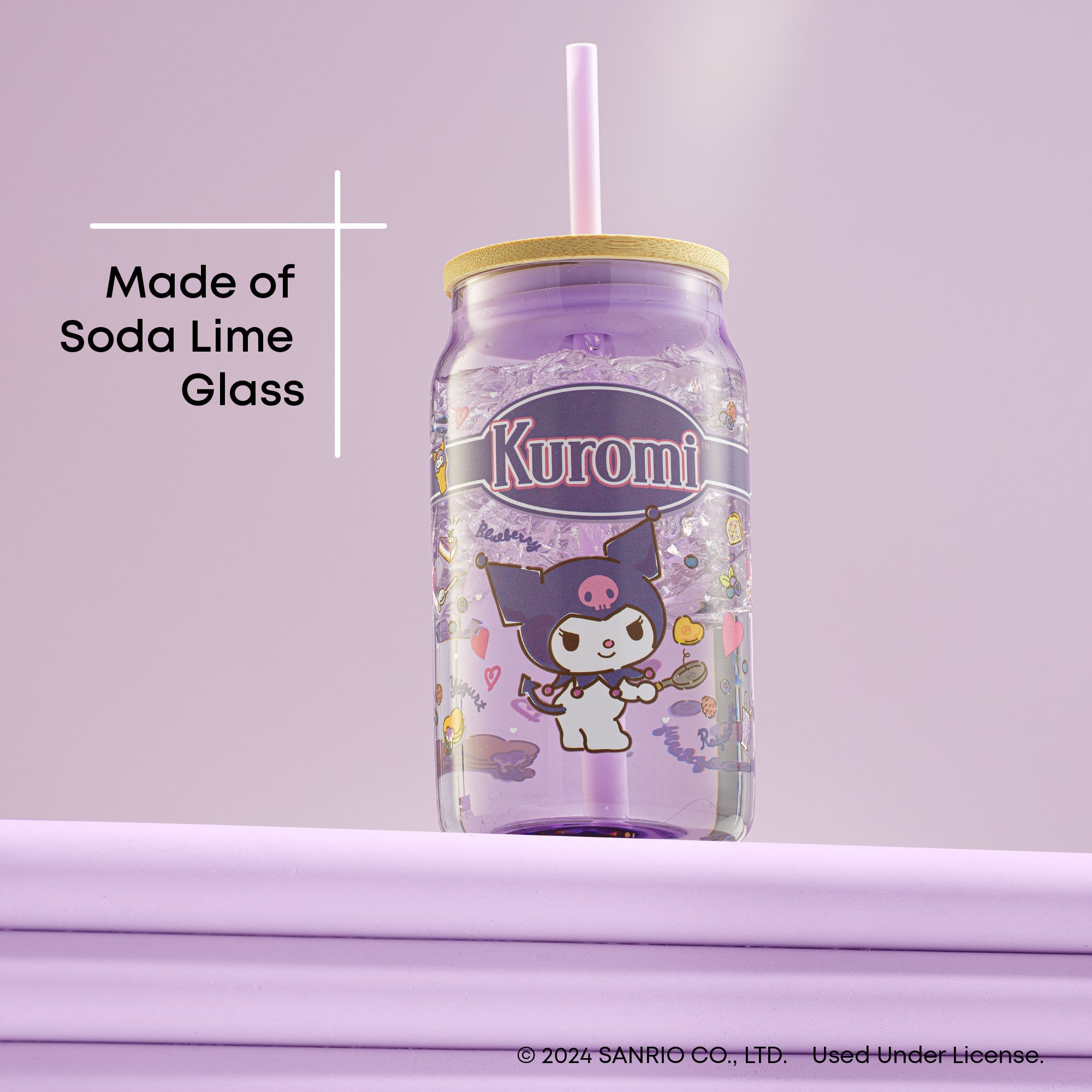 Kuromi Favorite Flavor Lidded Glass Tumbler - 图片 4