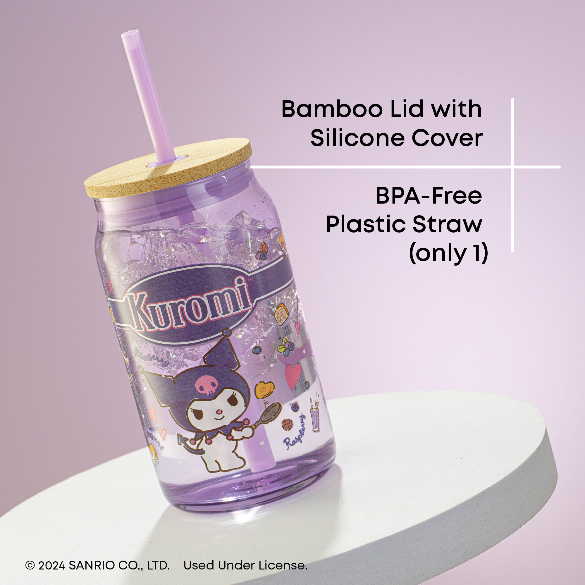 Kuromi Favorite Flavor Lidded Glass Tumbler - 图片 6