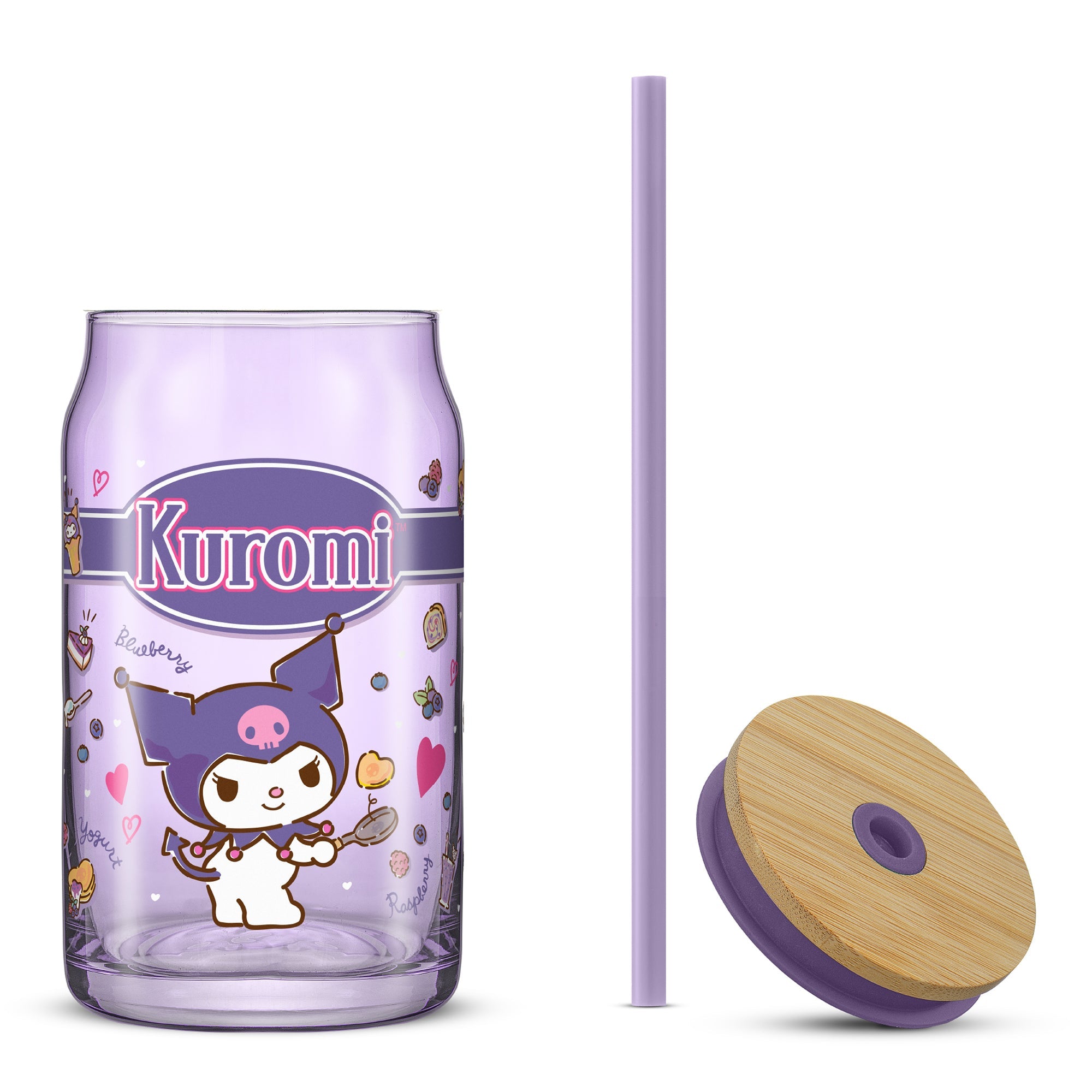 Kuromi Favorite Flavor Lidded Glass Tumbler - 图片 8