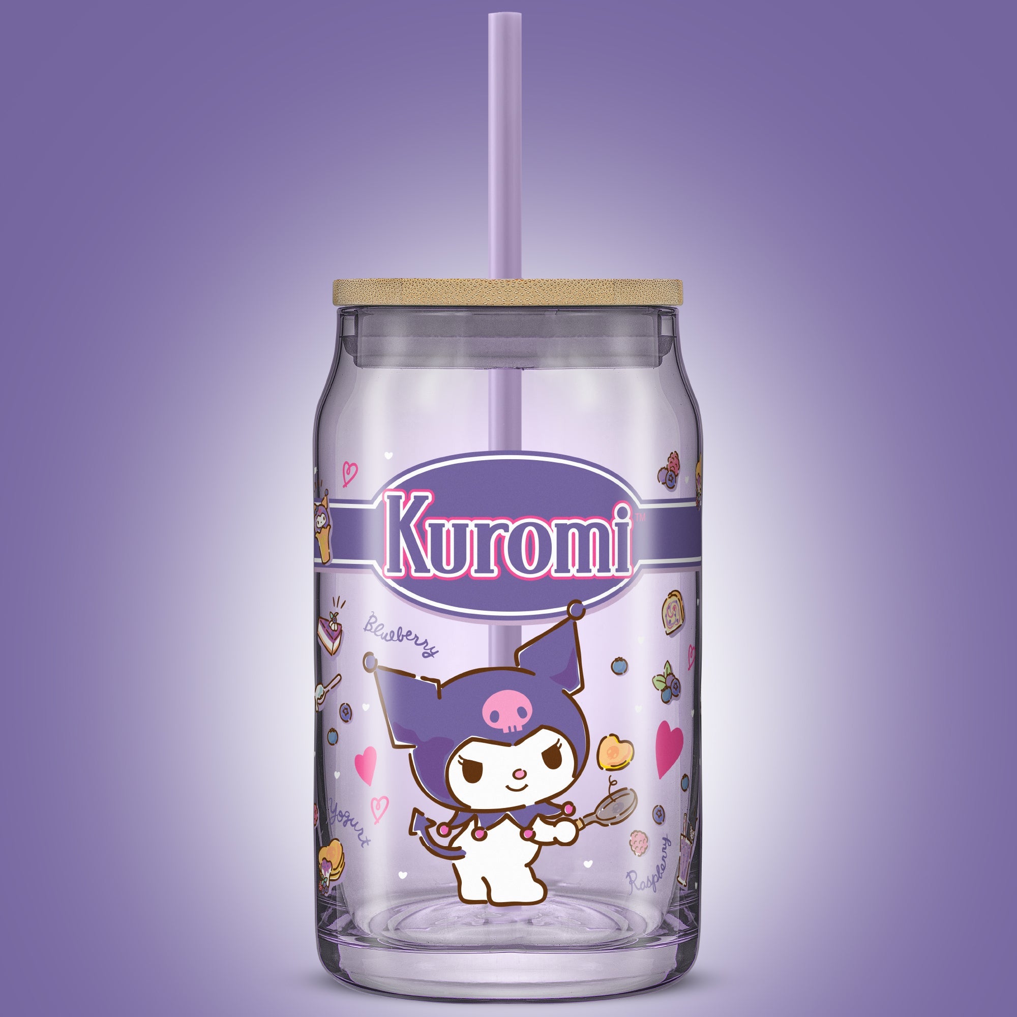 Kuromi Favorite Flavor Lidded Glass Tumbler - 图片 2