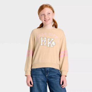 Hello Kitty Girls Floral Patch Fleece Sweater