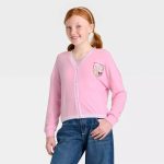 Hello Kitty and Friends Girls Chenille Patch Fleece Cardigan