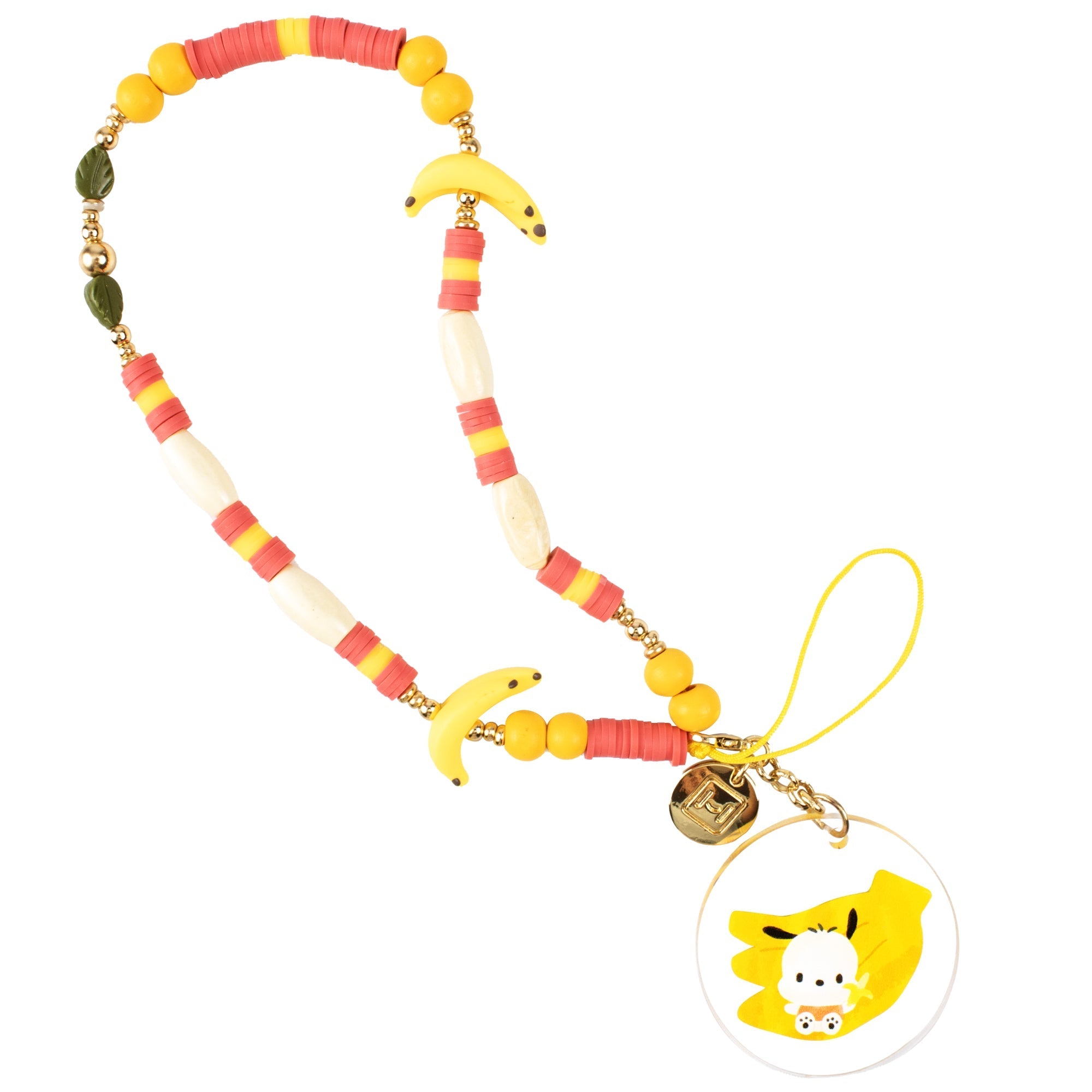 Pochacco Banana Beaded Charm Mobile Phone Wrist Strap