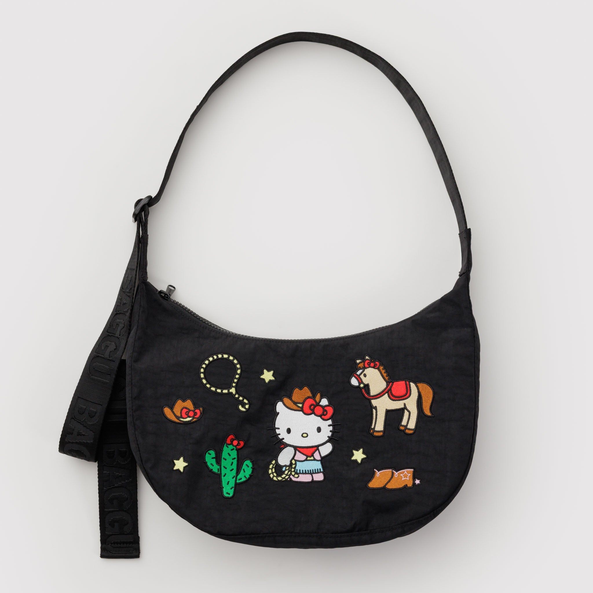 Hello Kitty x Baggu Embroidered Nylon Crescent Bag (Western)