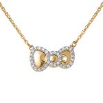 Hello Kitty 18" Two-Tone Gold Plated Bow Necklace (White Sapphire)