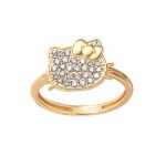 Hello Kitty 14K Yellow Gold Pavé Diamond Ring (Size 7 Only)
