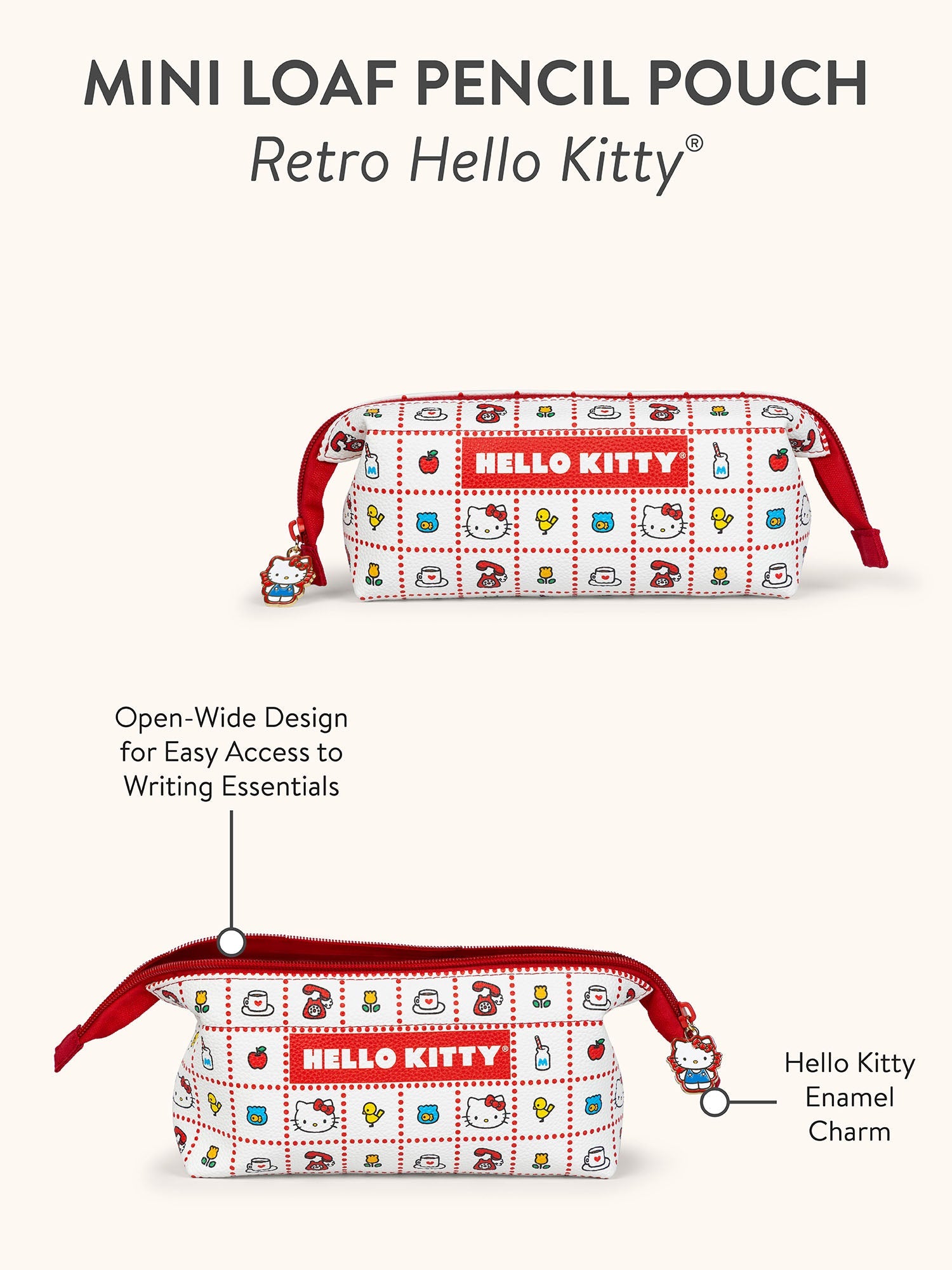 Hello Kitty x Studio Oh! Retro Red Mini Loaf Pencil Pouch - 图片 7