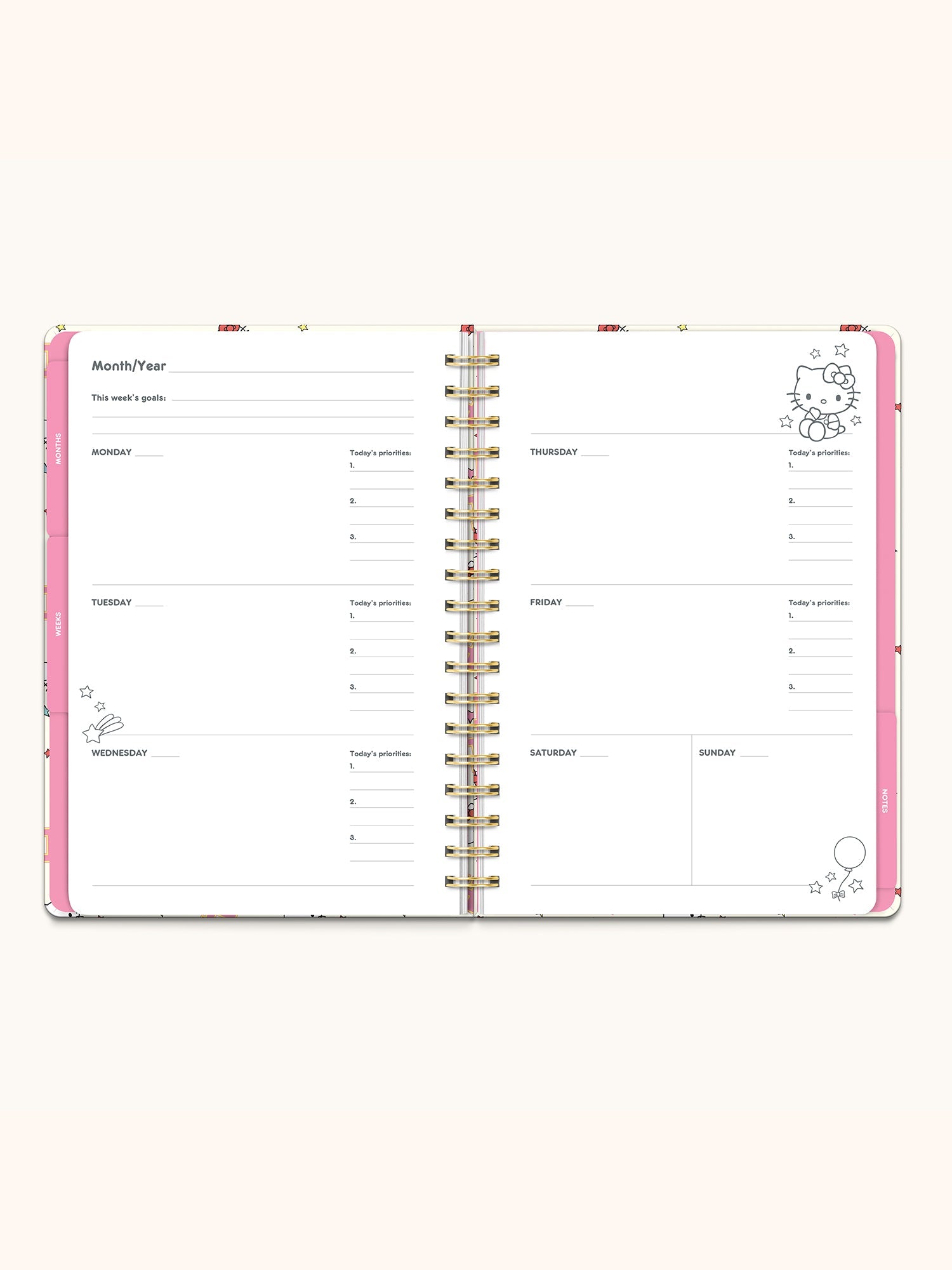 Hello Kitty x Studio Oh! College Letters Tri-Tab Planner - 图片 5