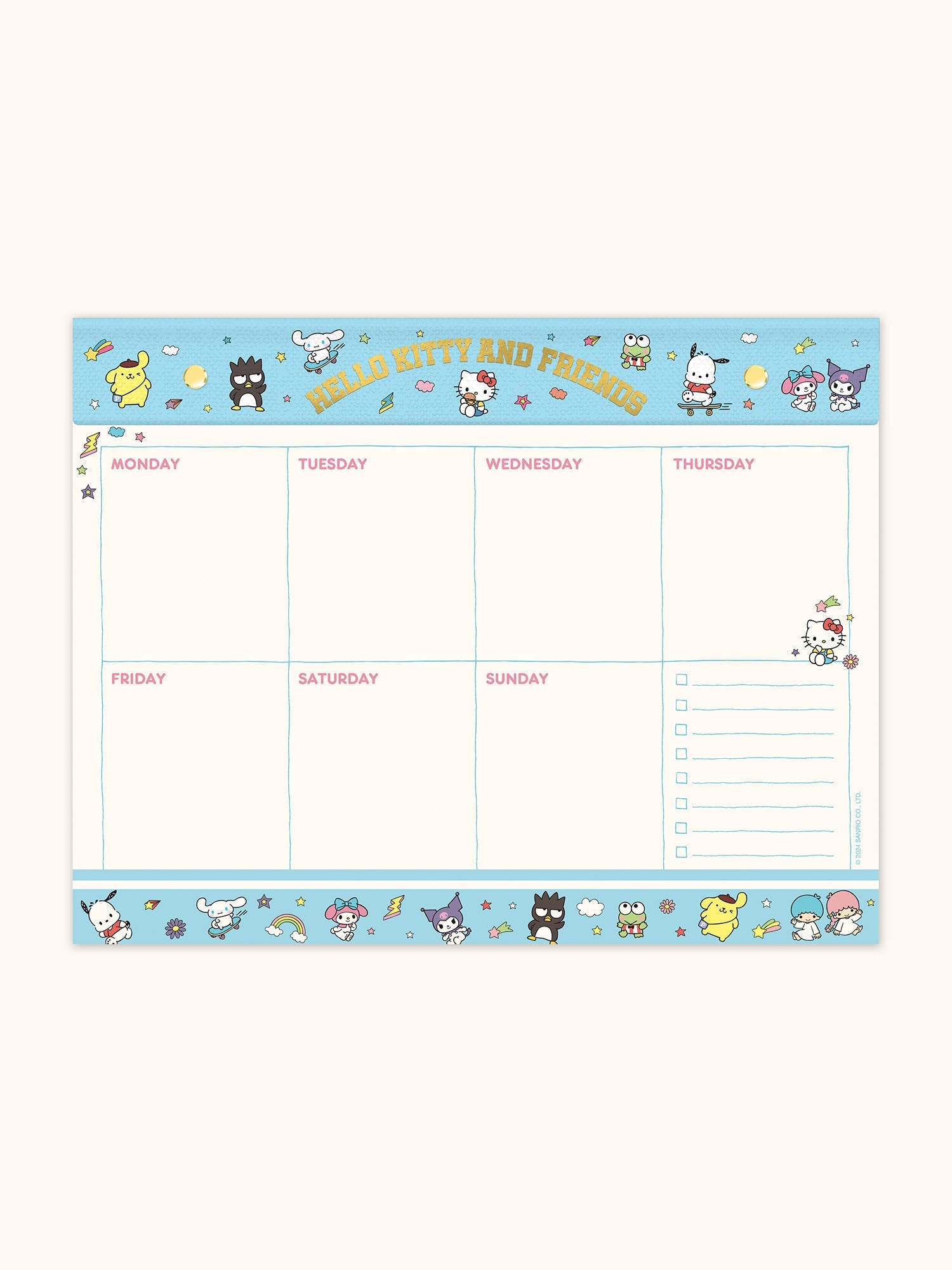 Hello Kitty and Friends x Studio Oh! College Letters Blue Weekly Desk Pad