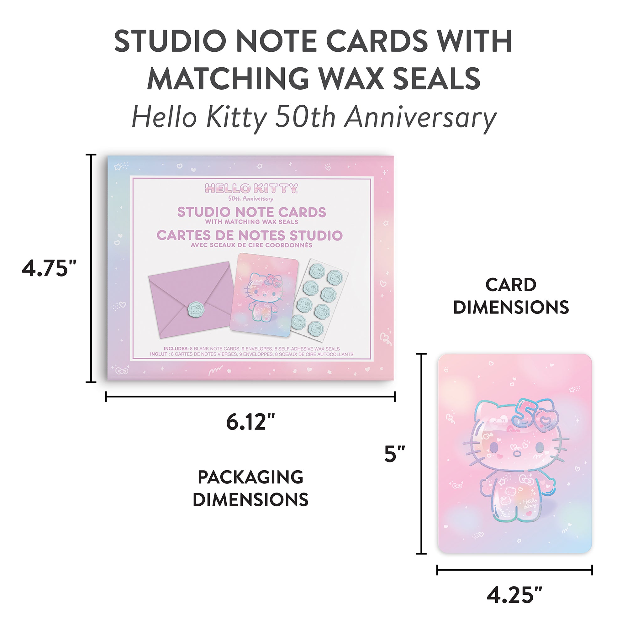 Hello Kitty x Studio Oh! 50th Anniversary 25-Pc Note Cards & Wax Seals Set - 图片 6