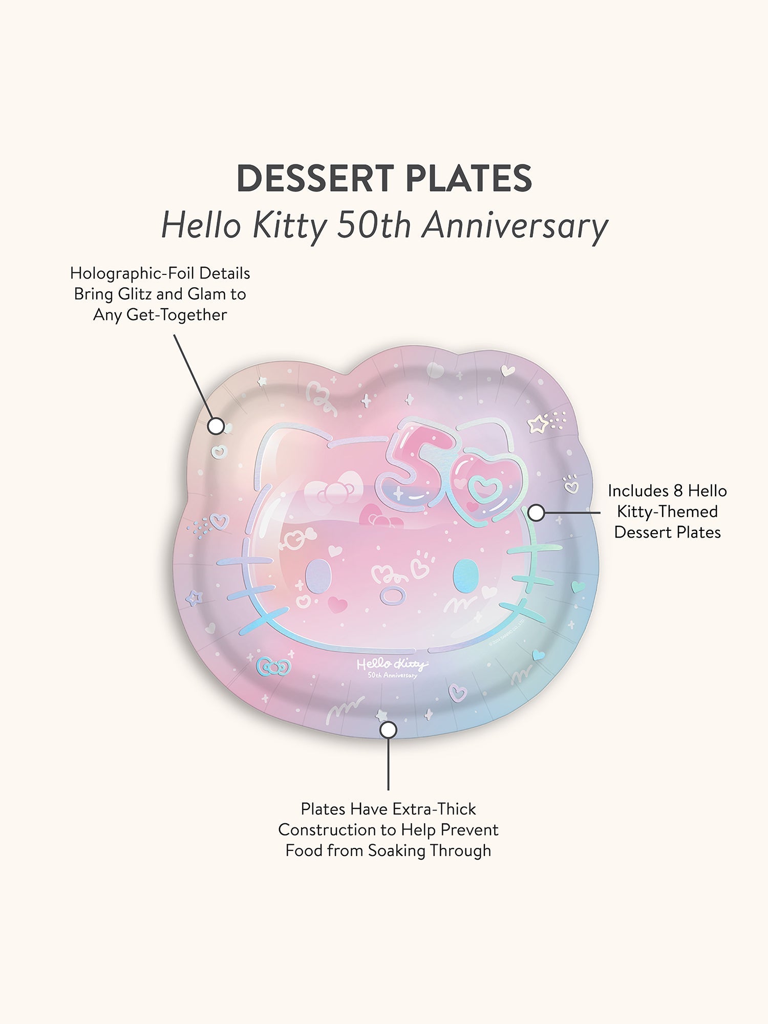 Hello Kitty x Studio Oh! 50th Anniversary Dessert Plates - 图片 3