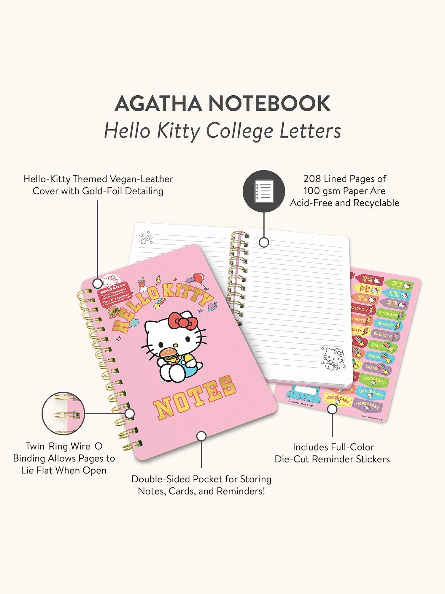 Hello Kitty x Studio Oh! College Letters Agatha Notebook - 图片 9