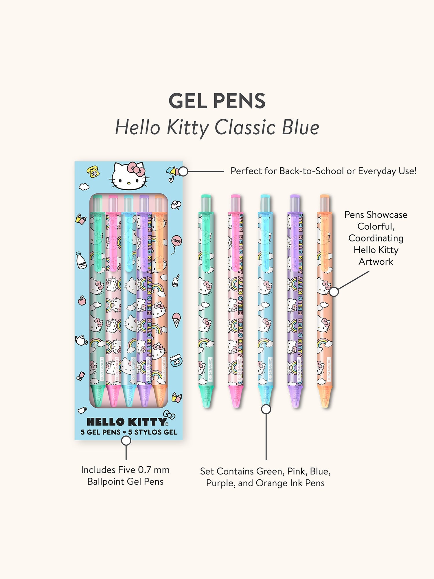 Hello Kitty x Studio Oh! Classic Blue Gel Pens - 图片 4