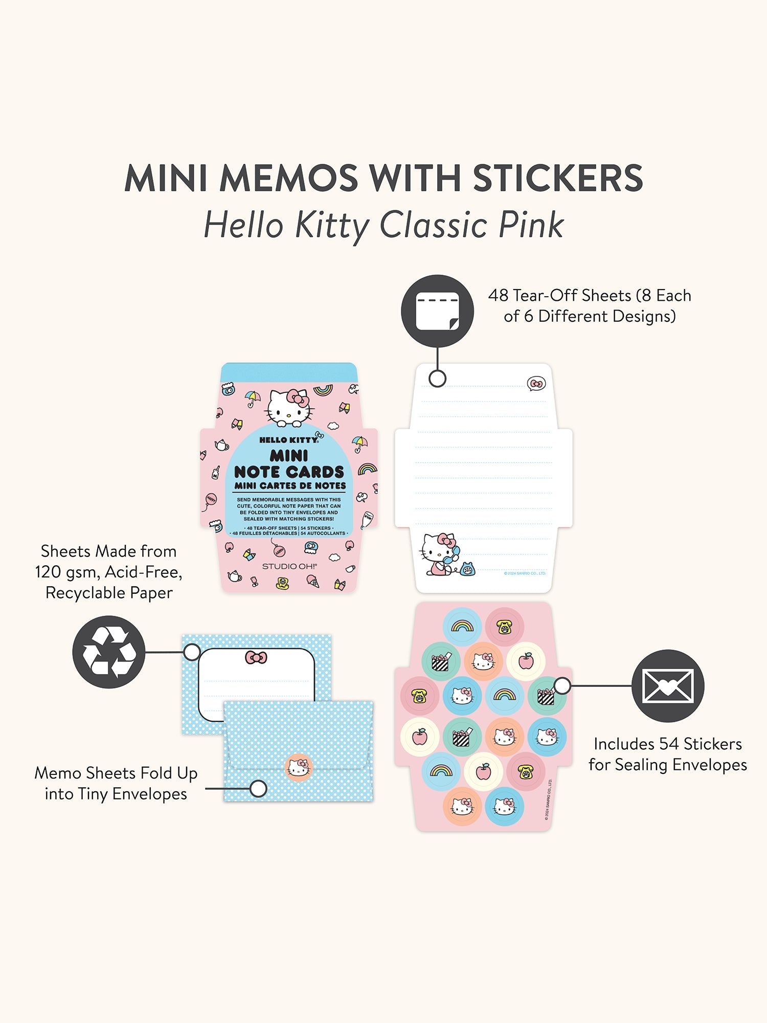 Hello Kitty x Studio Oh! Classic Pink Mini Memo with Stickers - 图片 7