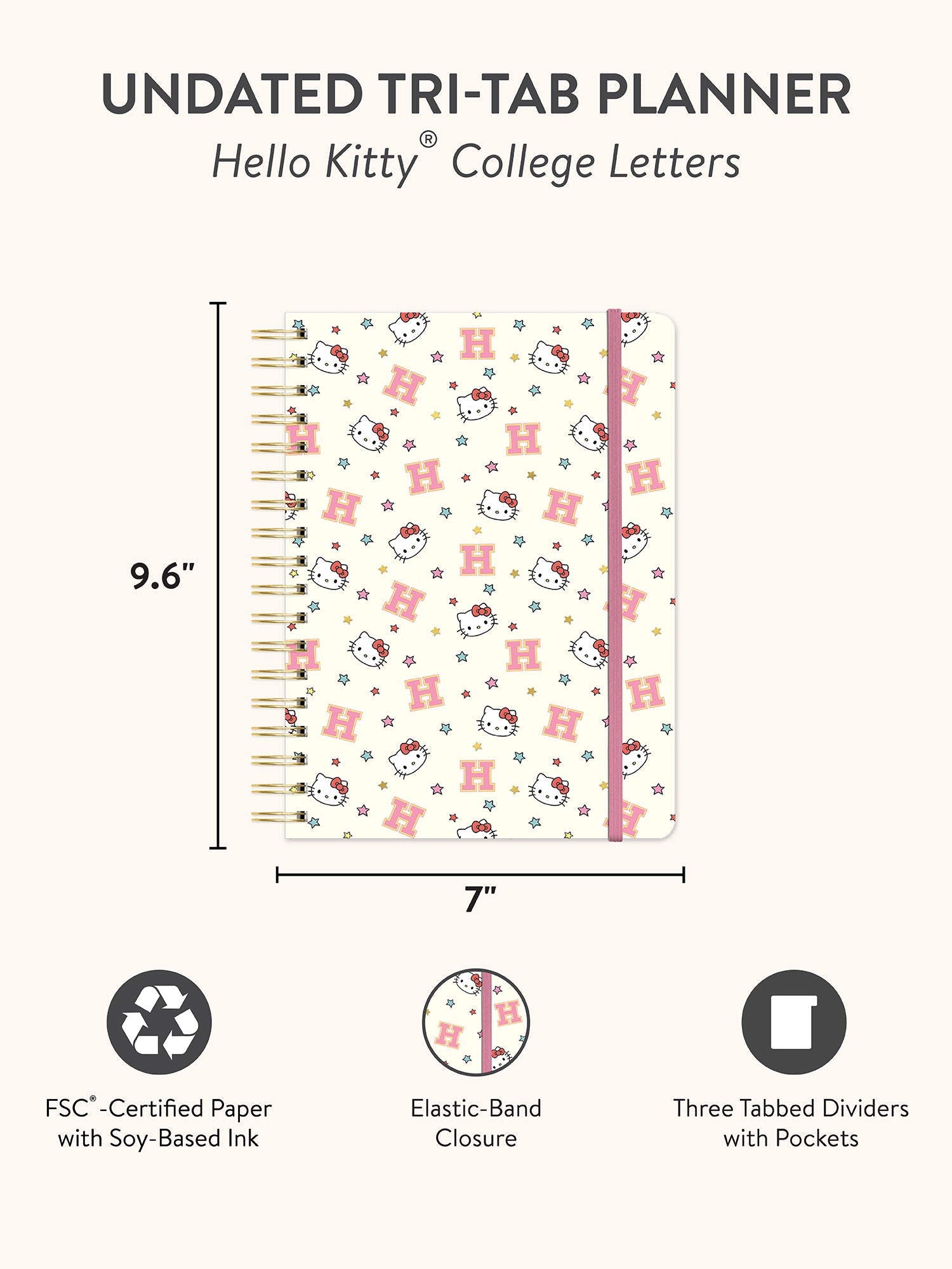 Hello Kitty x Studio Oh! College Letters Tri-Tab Planner - 图片 7