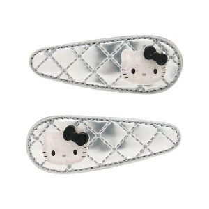Hello Kitty 2-pc Quilted Hair Clip Set (Silver)