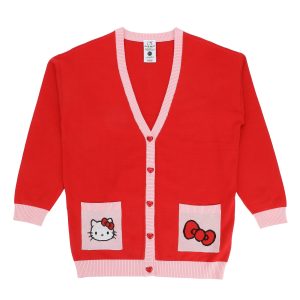 Hello Kitty Cozy Knit Cardigan (Pink Hearts)