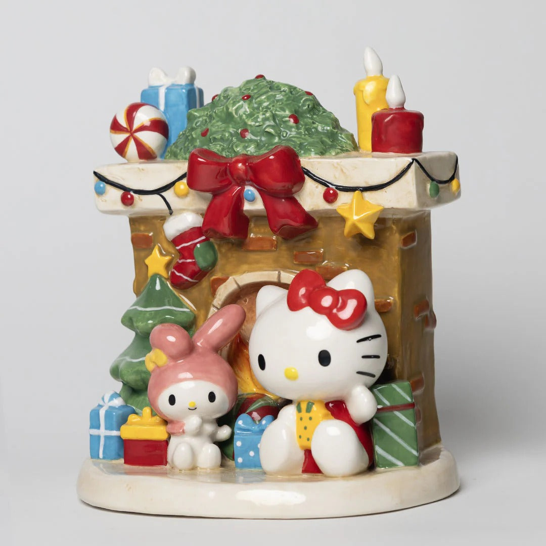 Hello Kitty and My Melody Holiday Ceramic Fireplace Figurine