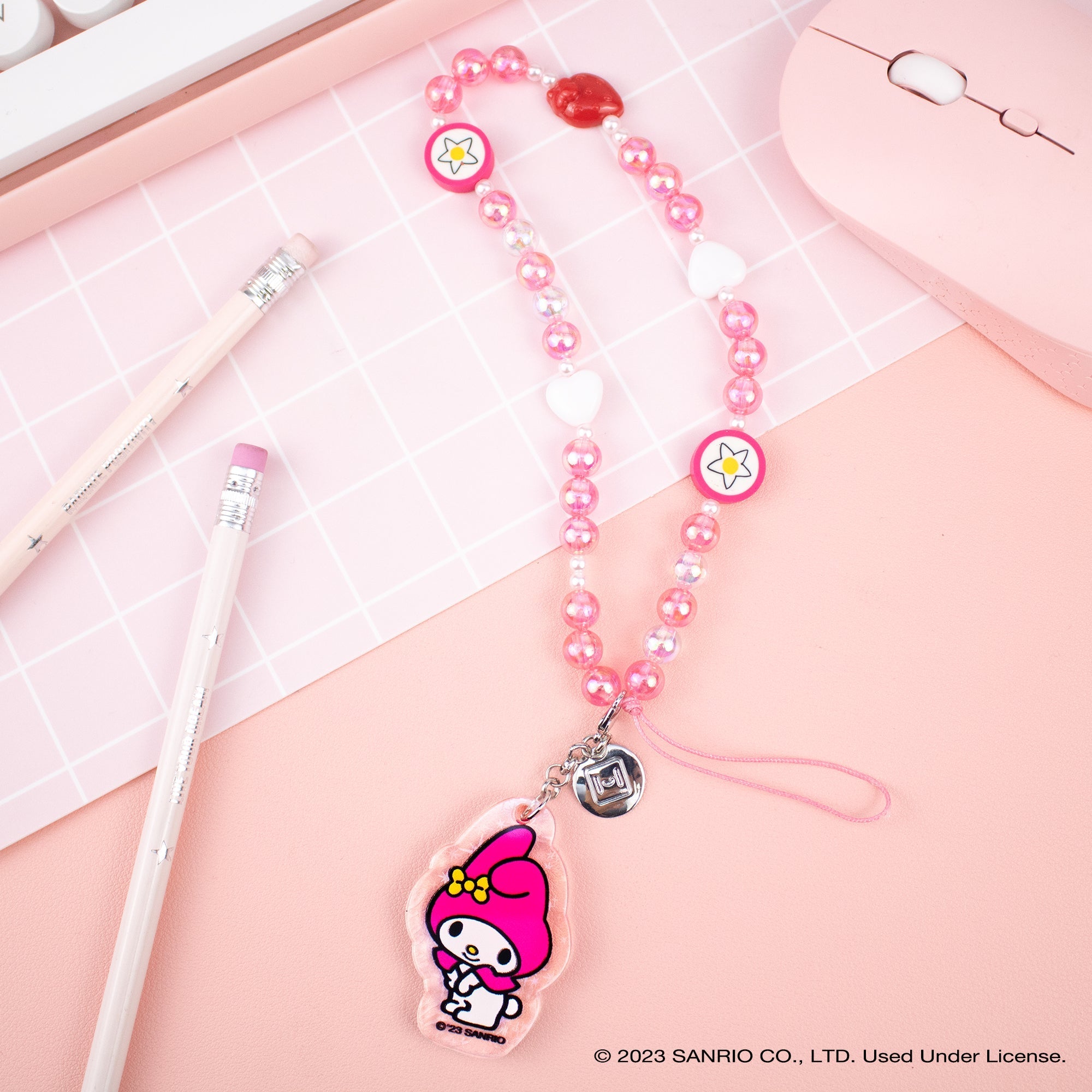 My Melody Beaded Charm Mobile Phone Wrist Strap - 图片 3