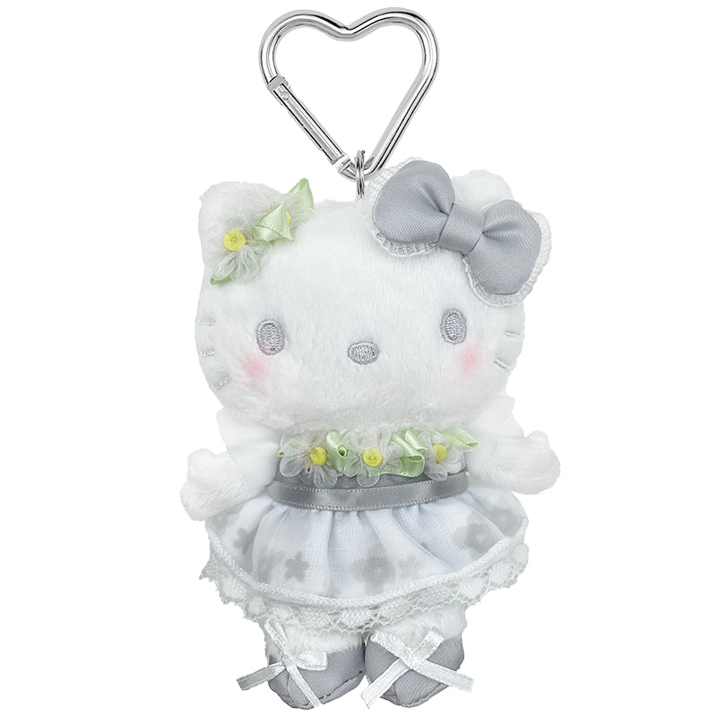 Hello Kitty Silver Plush Mascot Keychain (50th Anniv. Floral Series)