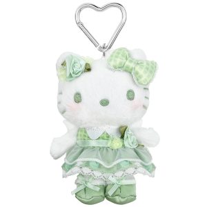 Hello Kitty Green Plush Mascot Keychain (50th Anniv. Floral Series)