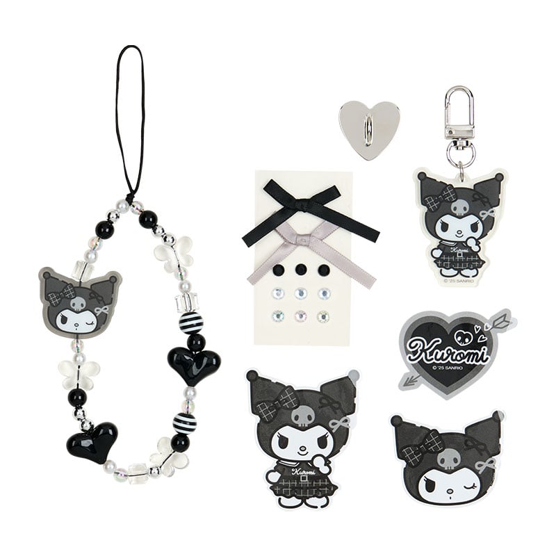 Kuromi Smartphone Charm Set (Silver Houndstooth Series)