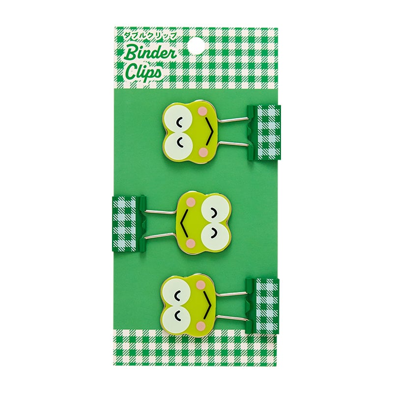 Keroppi Gingham Binder Clips (Set of 3)