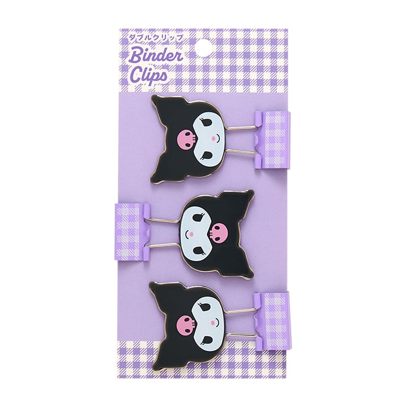 Kuromi Gingham Binder Clips (Set of 3)